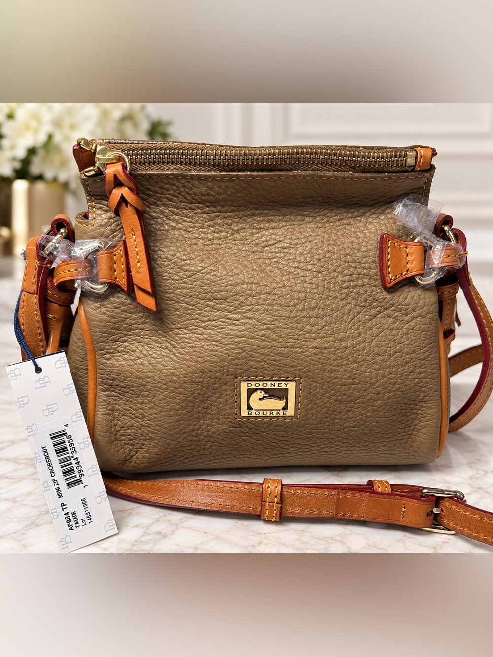 Dooney & Bourke Taupe Crossbody with Tan Accents new with tags